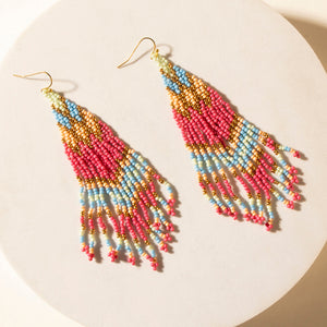 Rosebonnet Beaded Fringe Earrings in Bloomin' Pink