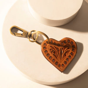 Studded Heart Western Key Fob
