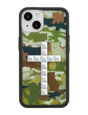 Stud Cross Cat Camo iPhone Case