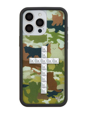 Stud Cross Cat Camo iPhone Case