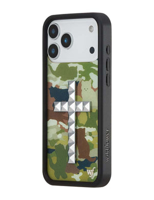 Stud Cross Cat Camo iPhone Case