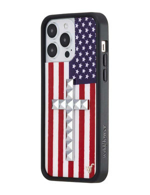 Stud Cross American Flag iPhone Case