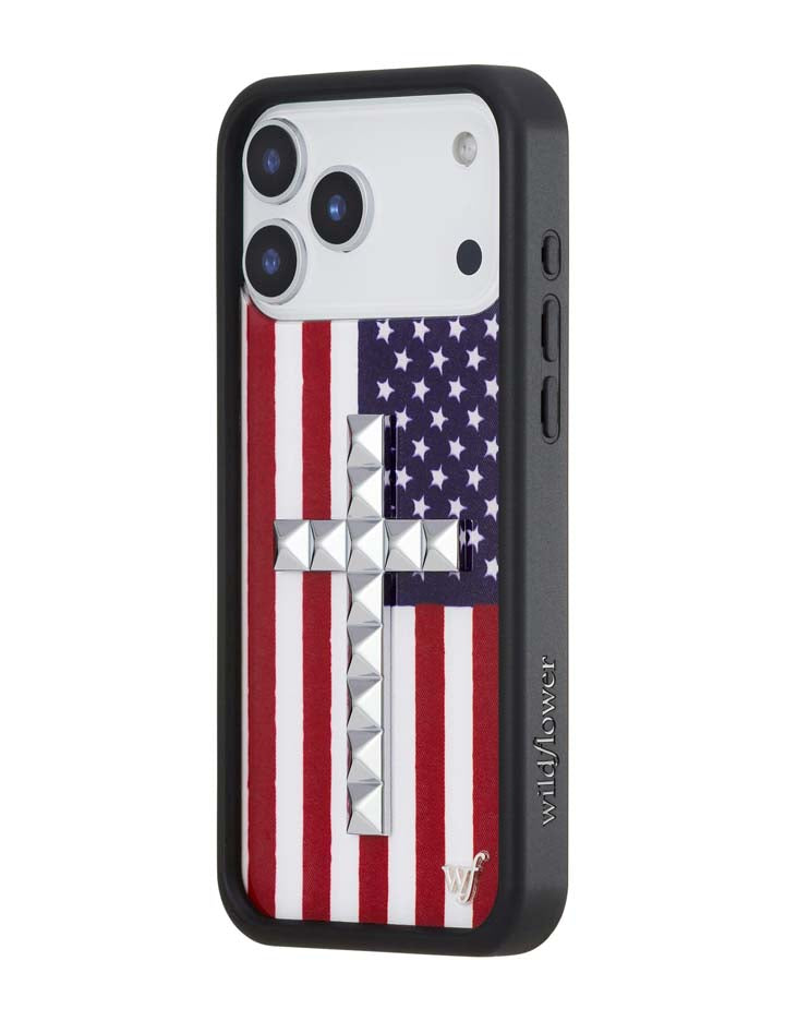 Stud Cross American Flag iPhone Case