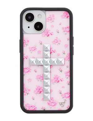 Stud Cross Forget Me Not Floral | Pink iPhone Case