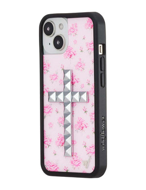 Stud Cross Forget Me Not Floral | Pink iPhone Case
