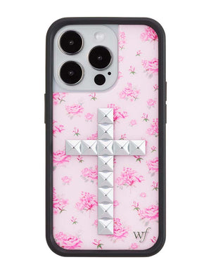 Stud Cross Forget Me Not Floral | Pink iPhone Case