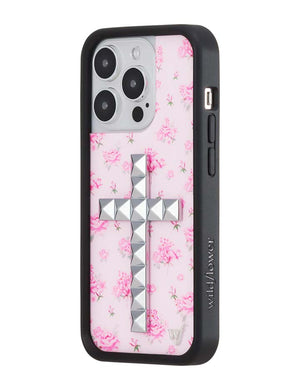 Stud Cross Forget Me Not Floral | Pink iPhone Case