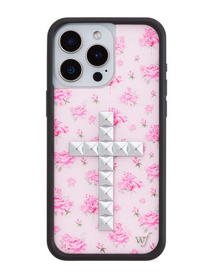 Stud Cross Forget Me Not Floral | Pink iPhone Case