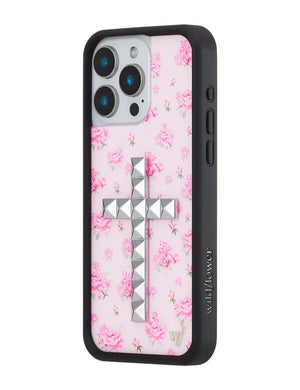 Stud Cross Forget Me Not Floral | Pink iPhone Case
