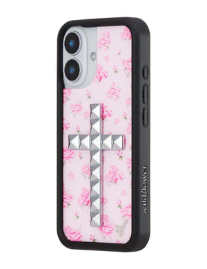 Stud Cross Forget Me Not Floral | Pink iPhone Case