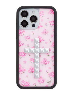 Stud Cross Forget Me Not Floral | Pink iPhone Case