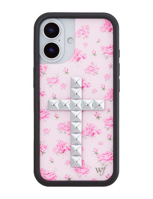 Stud Cross Forget Me Not Floral | Pink iPhone Case
