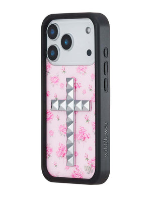 Stud Cross Forget Me Not Floral | Pink iPhone Case