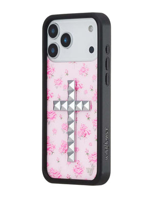 Stud Cross Forget Me Not Floral | Pink iPhone Case