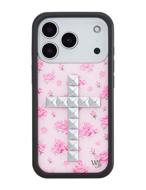 Stud Cross Forget Me Not Floral | Pink iPhone Case