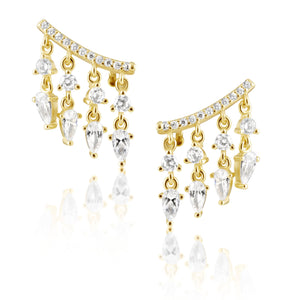 18k Gold Plated CZ Dangle Studs - Gold or Silver