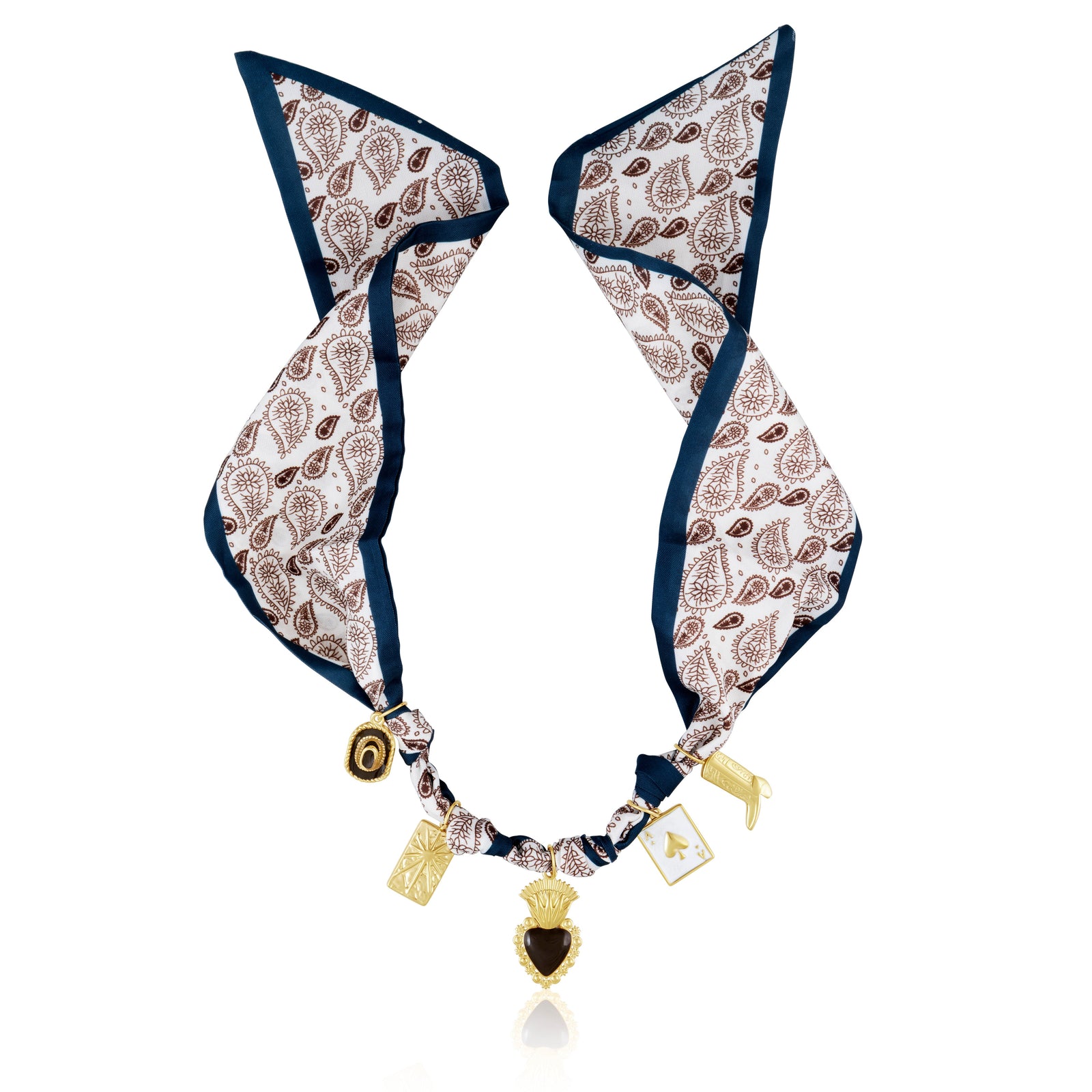 Brown Silk Scarf Charm Necklace