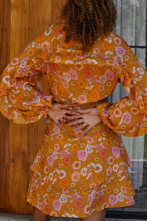 Shayla Ruffle Wrap Mini Dress by ELF