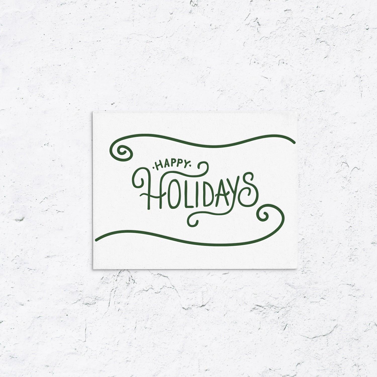 Happy Holidays Swirl Letterpress Box Set of 10