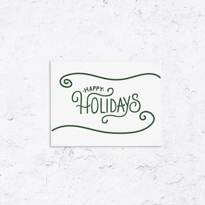 Happy Holidays Swirl Letterpress Box Set of 10