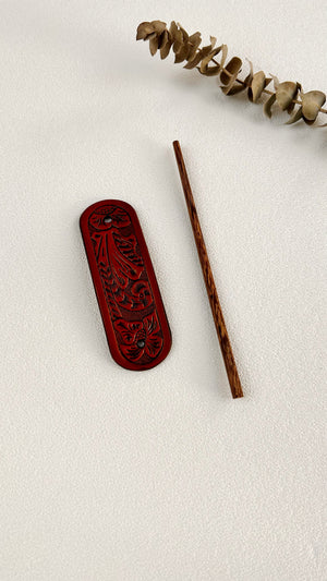 Western Tooled Leather Hair Stick – Cowgirl Styling Accent 🌵🐴
