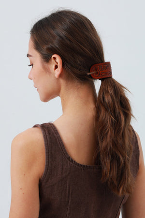 Western Tooled Leather Hair Stick – Cowgirl Styling Accent 🌵🐴