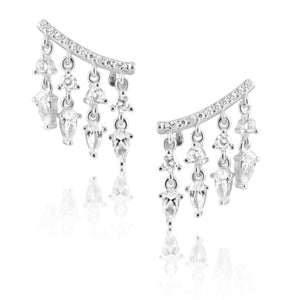 18k Gold Plated CZ Dangle Studs - Gold or Silver
