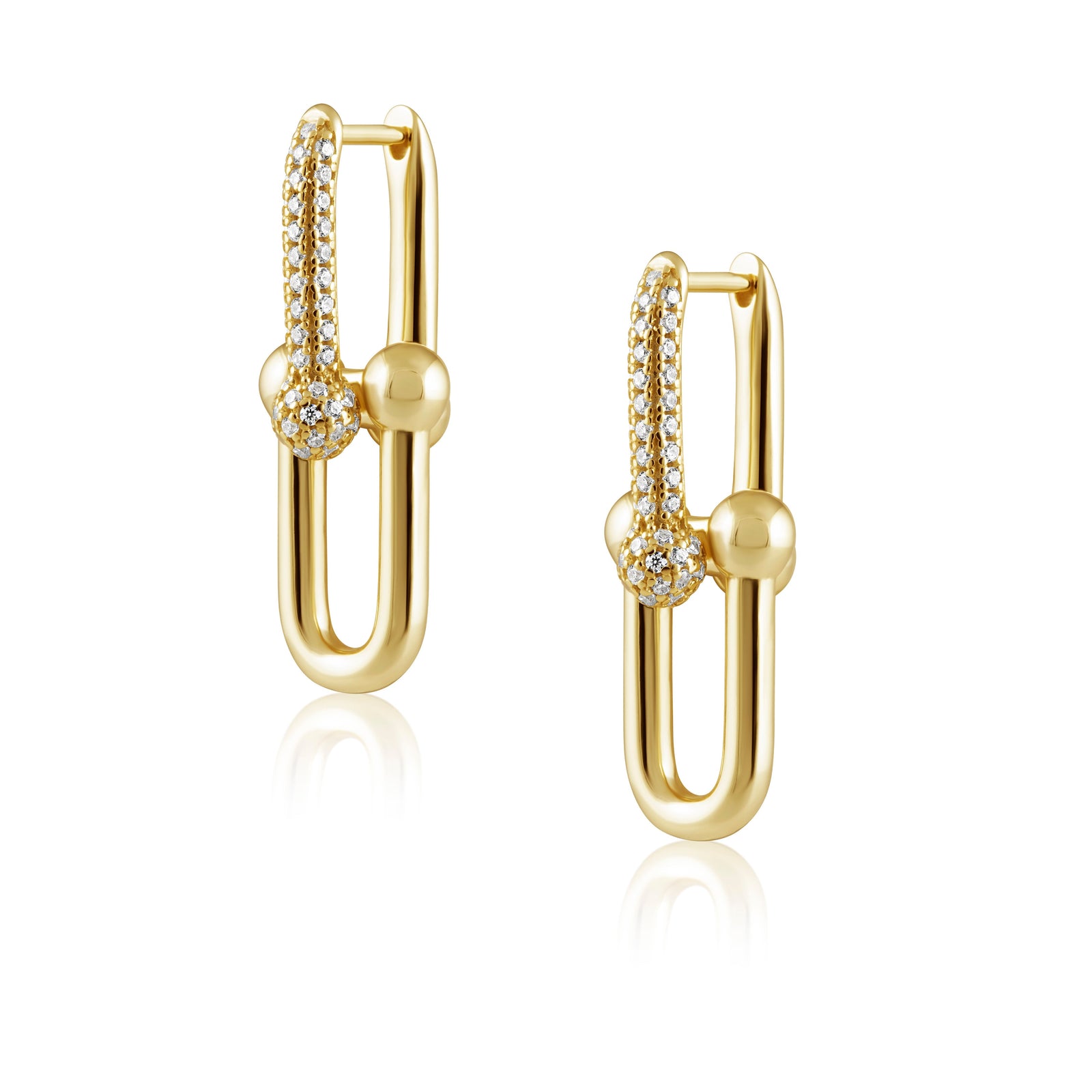 U-Link Pave Earrings - Gold or Silver