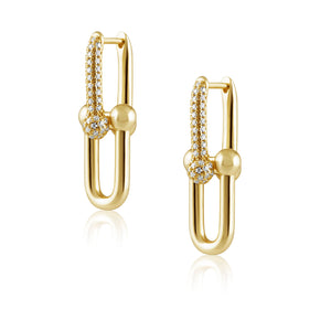 U-Link Pave Earrings - Gold or Silver