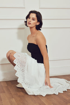 SOFT SPOKEN BEAUTY KNIT WOVEN MIDI DRESS