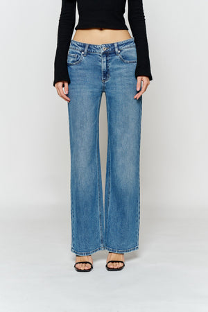 Mid Waist Relaxed Wide Leg Jeans