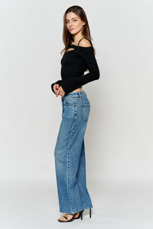 Mid Waist Relaxed Wide Leg Jeans