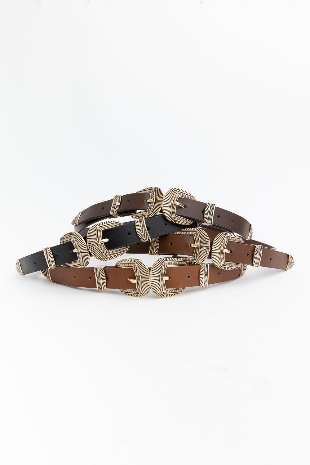 Double Buckle Western Belt – Edgy Faux Leather Statement
