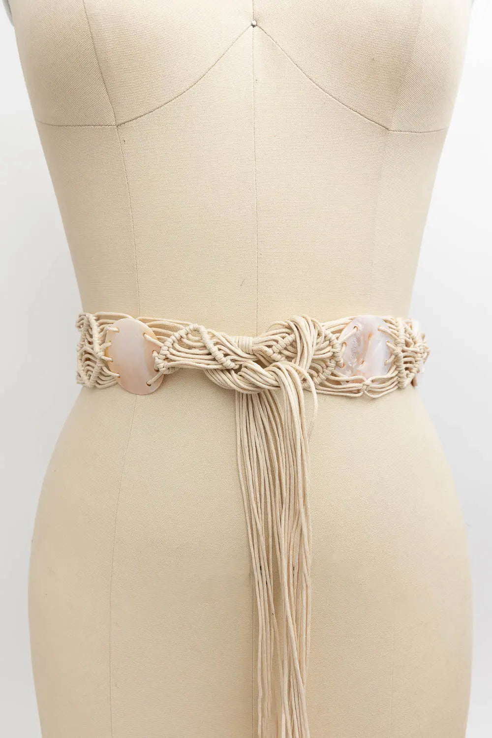 ✨ New Natural Seashell Beaded Macramé Boho Belt | Adjustable | Size L ✨ Bohemian Macramé Belt – Handwoven with Seashell Accents  main image 3