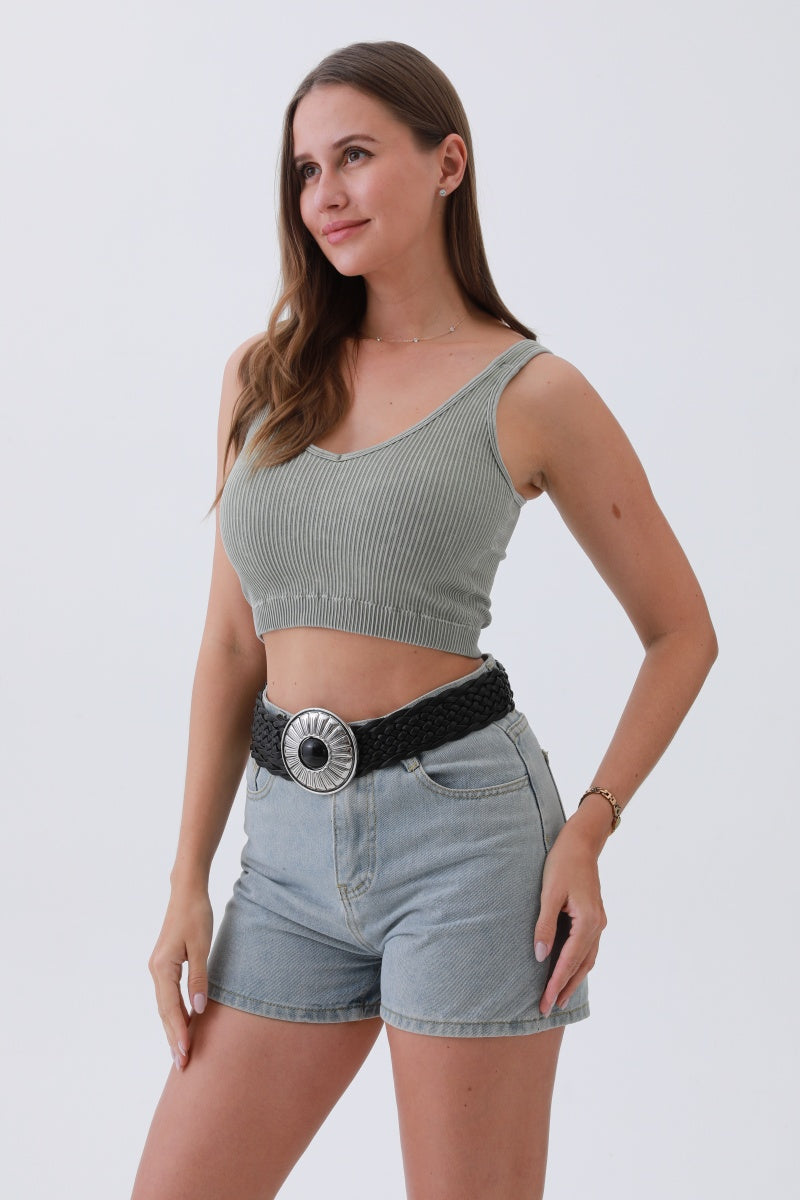 Stone-Embedded Round Buckle Bohemian Wide Belt – Vintage Elegance🌿💎