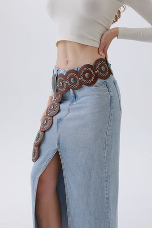Turquoise Disc Western Belt – Handcrafted Desert Stone Detail🤠💎