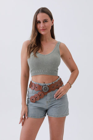Edgy Hollow-Out Belt – Vintage Patchwork & Punk Studs⛓️✨