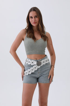Edgy Hollow-Out Belt – Vintage Patchwork & Punk Studs⛓️✨