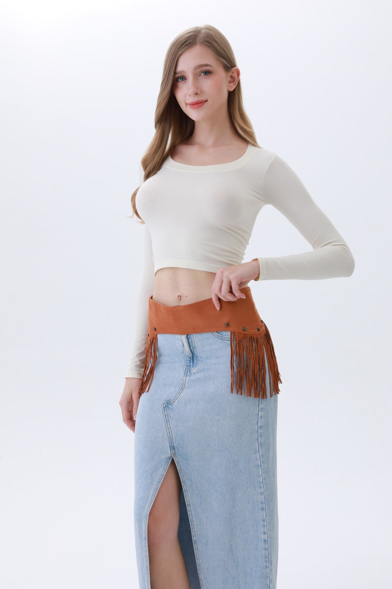 Boho Punk Corset Belt – Fringe & Studded Statement✨