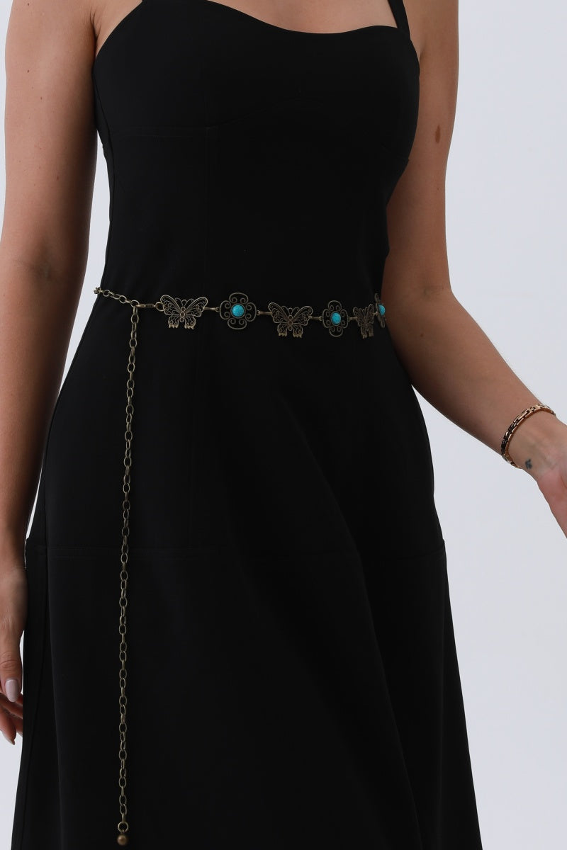 Boho Butterfly Chain Belt – Vintage Western Waist Accent🌸⛓️