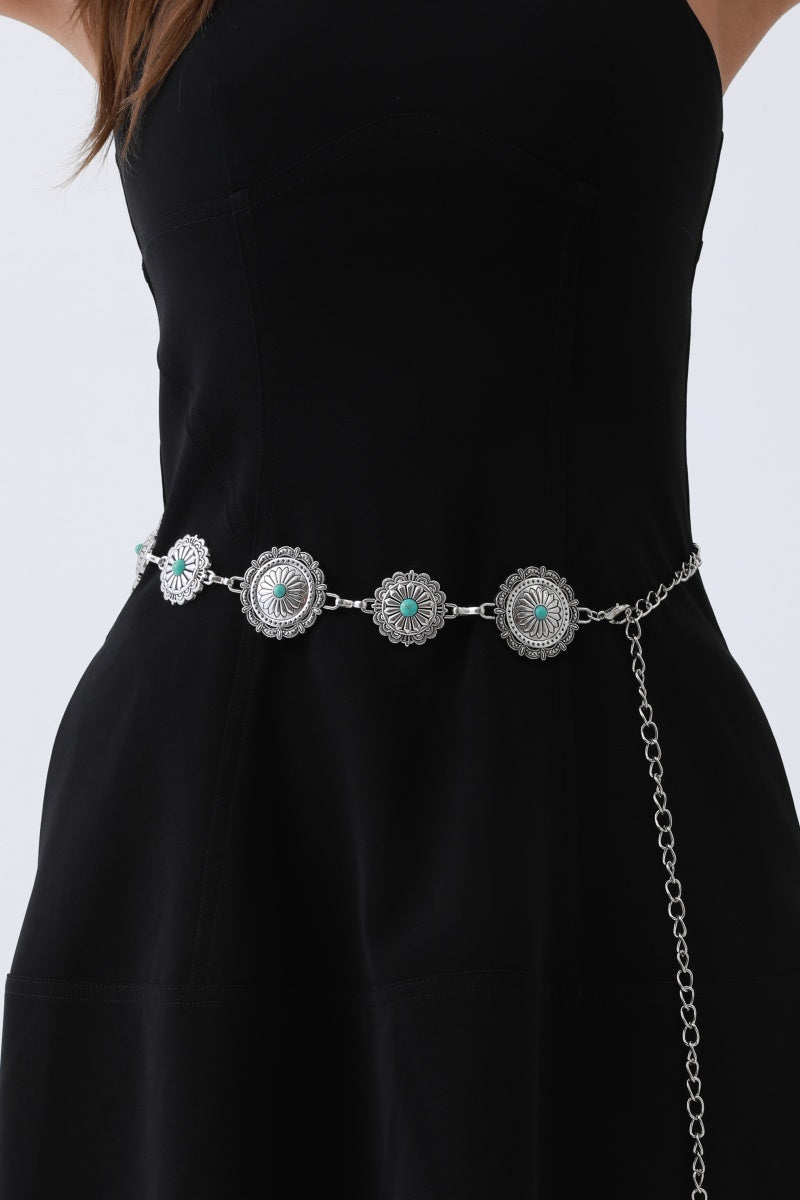 Boho Turquoise Belt – Antique Bronze Buckle with Gemstone Accents🌵✨