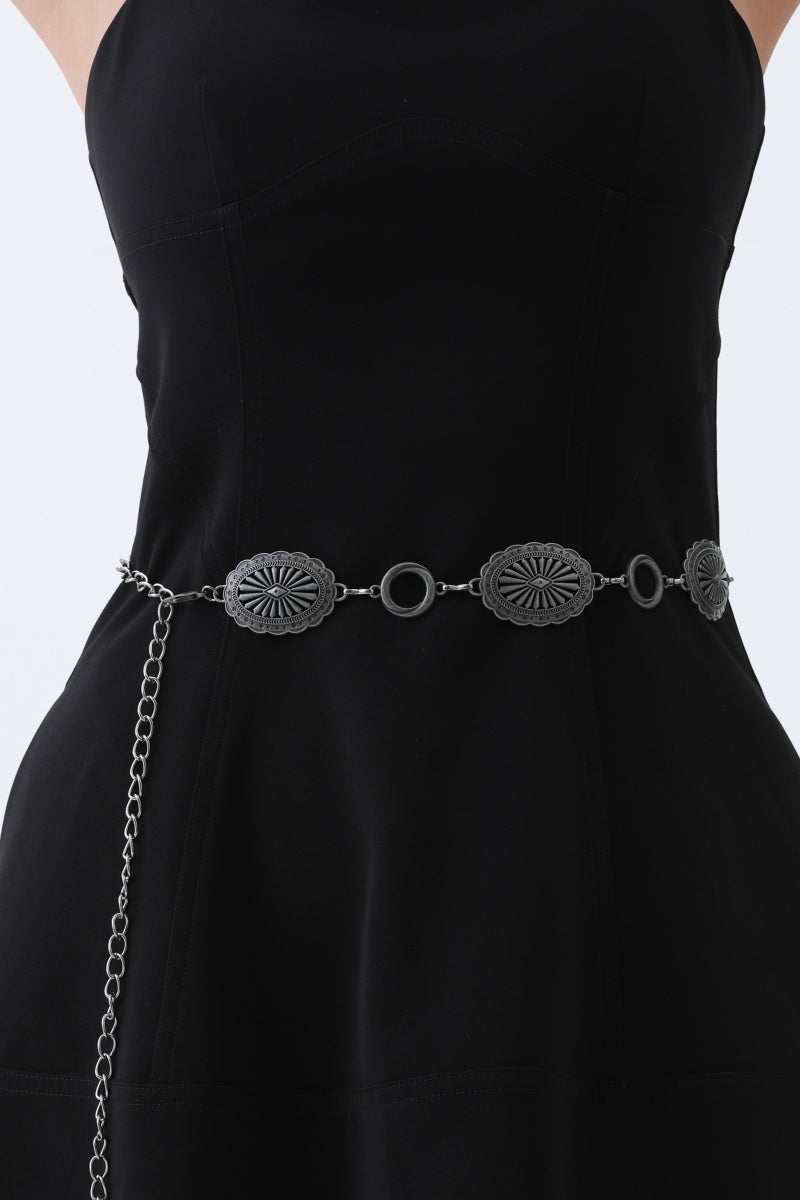 Western Chain Link Belt – Edgy Oval & O-Ring Buckle🤠⛓️