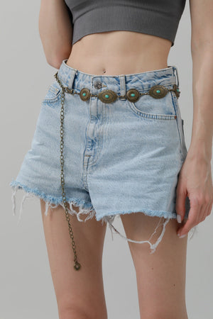 Bohemian Turquoise Waist Chain – Geometric Link Belt 🌿💎