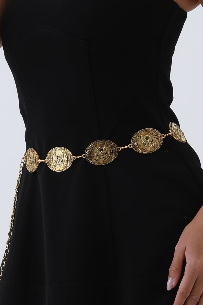 American Eagle Western Belt – Patriotic Chain & Oval Buckle🦅🇺🇸