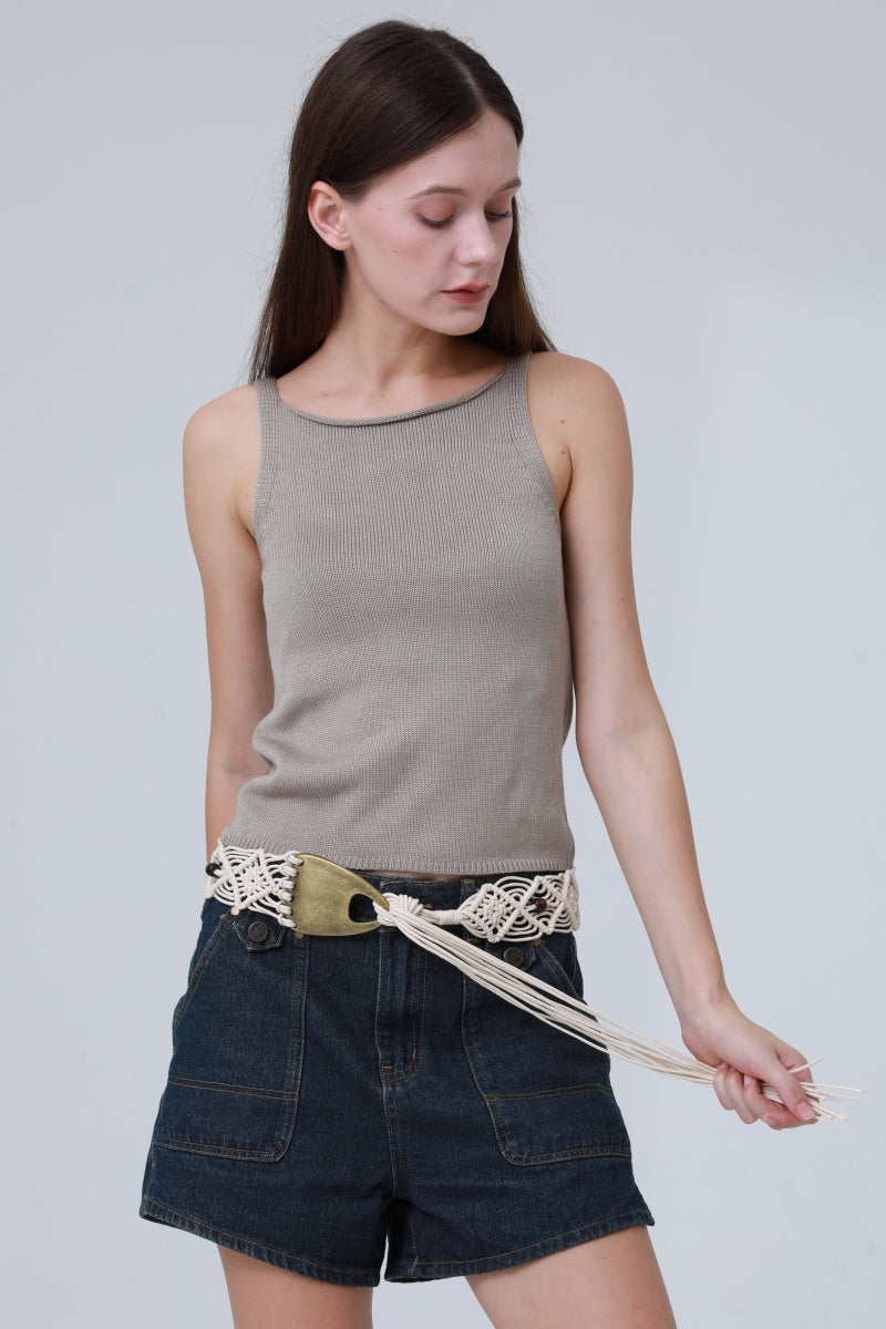 Braided Rope Belt – Antique Bronze Buckle & Boho Fringe 🌾⛓️