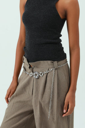 Hollow-Out Disc Waist Chain – Lightweight Metal Accent 🥗 Leto Collection