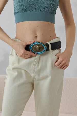 Desert Dreamer: Vintage Bohemian Turquoise Inlaid Cowboy Belt