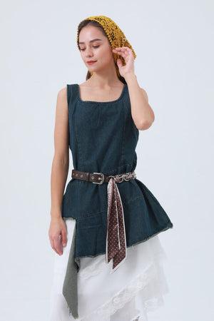 Studded Vegan Leather Belt – Cashew Print Satin Detail ⛓️🌰