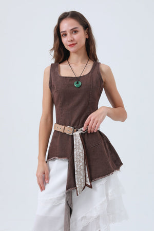 Studded Vegan Leather Belt – Cashew Print Satin Detail ⛓️🌰