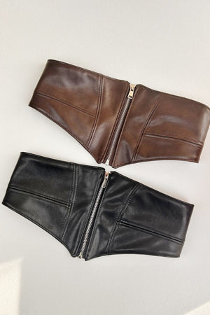 Elastic Wide Vegan Leather Corset Belt